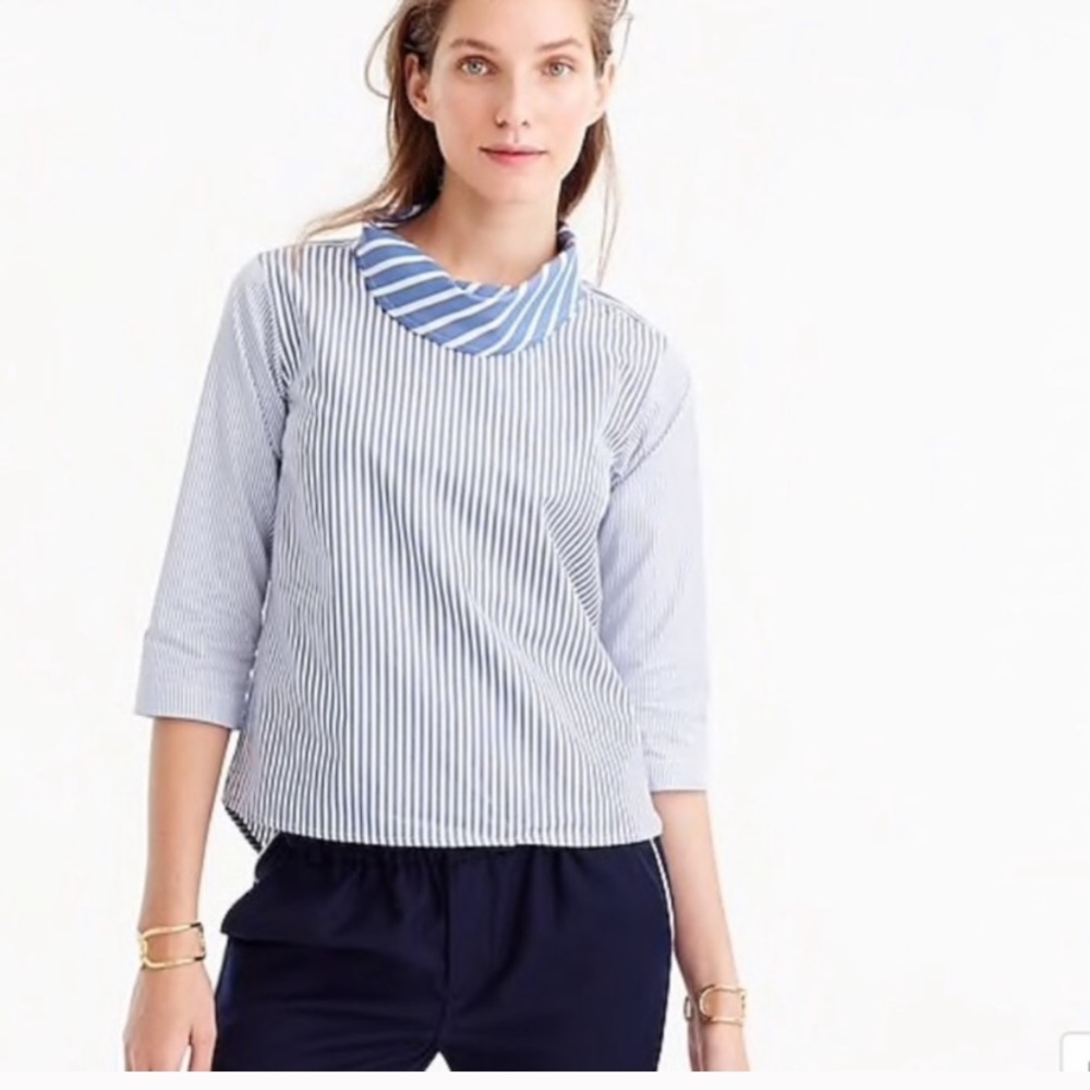 J Crew Thomas Mason Collection Striped Scarf Top